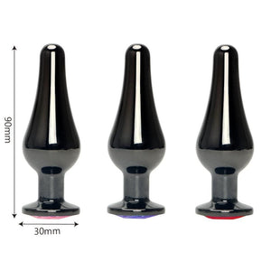 Rotguss-Buttplug in Birnenform mit Schmucksteinen aus Metall für BDSM