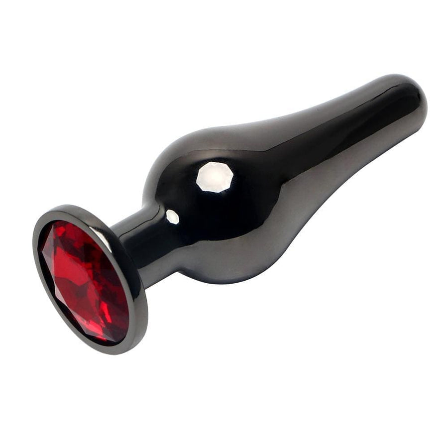 Gunmetal Pear-Shaped Jeweled Metal Butt Plug BDSM, gallery view 2