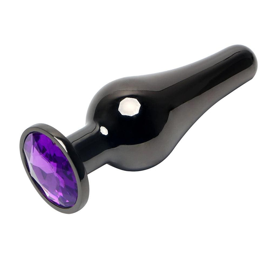 Gunmetal Pear-Shaped Jeweled Metal Butt Plug BDSM, gallery view 4