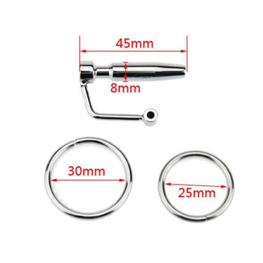 Hollow Steel Urethral Dilator With Cock Ring, gallery view 12