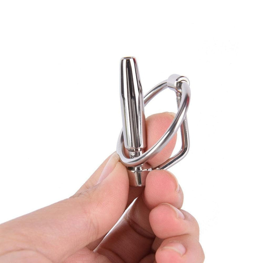 Hollow Steel Urethral Dilator With Cock Ring, gallery view 3