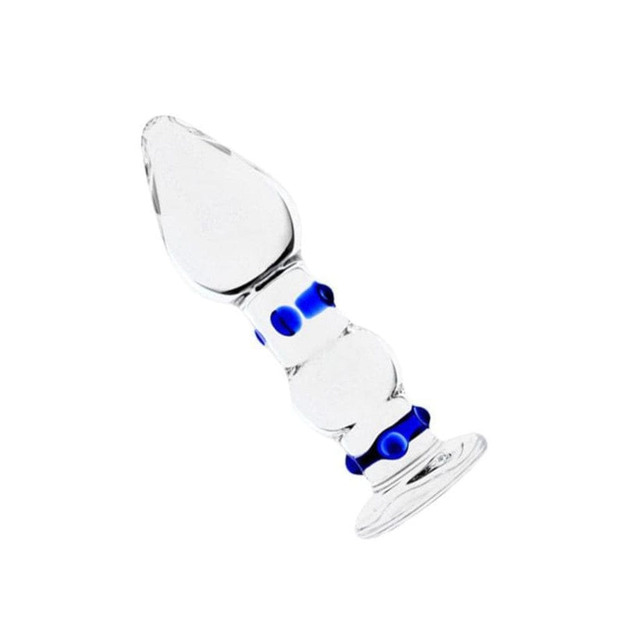 Stylish Blue-Dotted Glass Butt Plug BDSM, gallery view 2