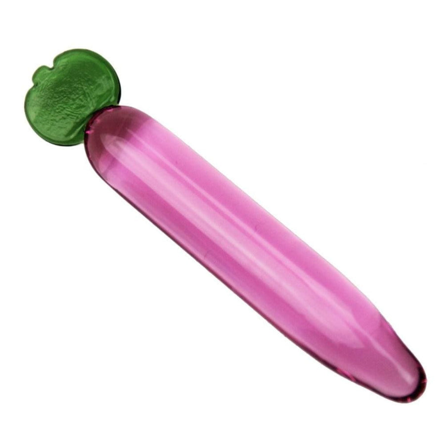 Seductive Carrot-Inspired Pink Glass Dildo BDSM product view