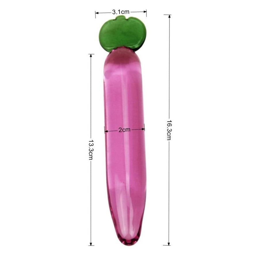 Seductive Carrot-Inspired Pink Glass Dildo BDSM, gallery view 5