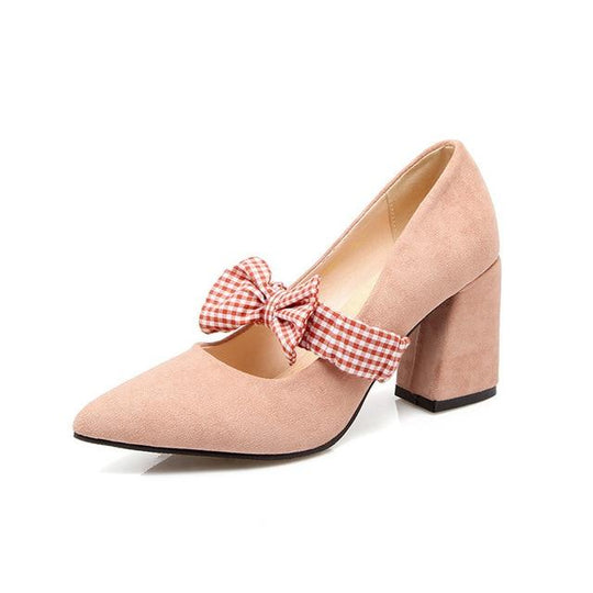 Plaid Bow Sissy Pumps product view