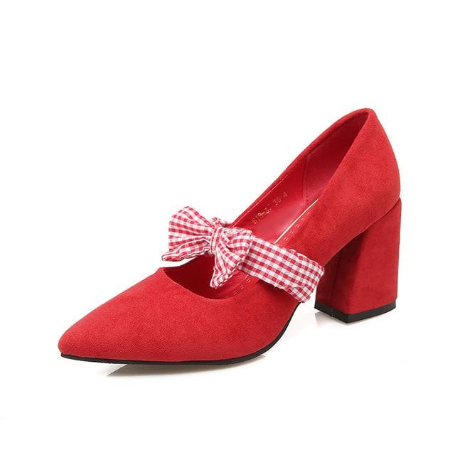 Plaid Bow Sissy Pumps, gallery view 2