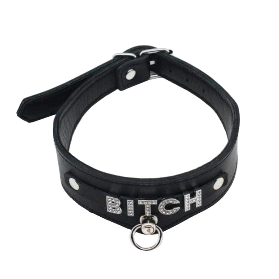Jewelled BDSM Slave Leather Collar, gallery view 2