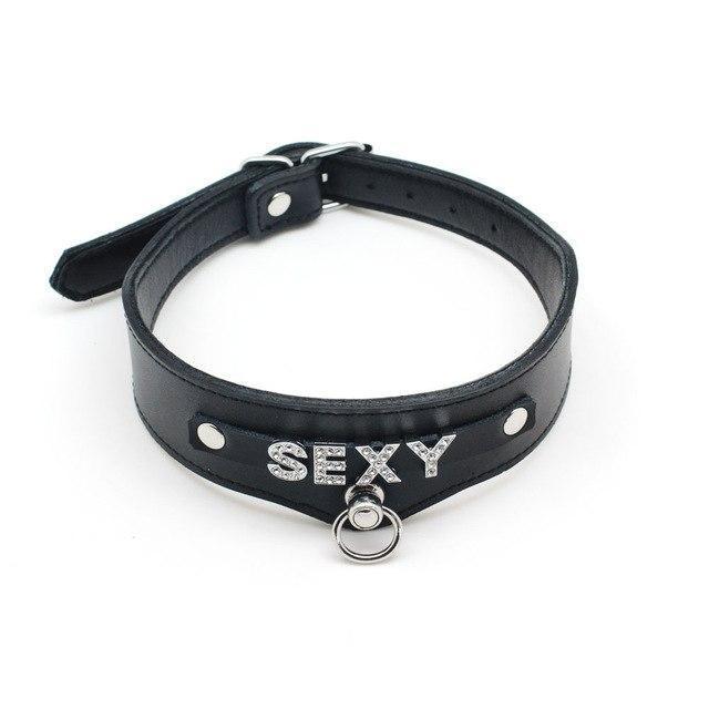 "Slave James" Leather Bondage Collar, gallery view 5