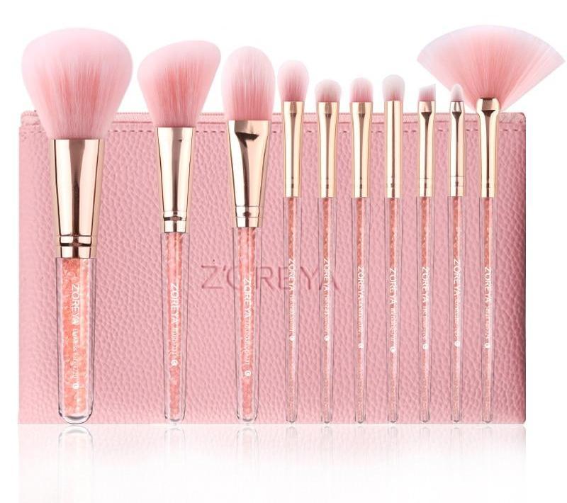 Pink Crystal Makeup Brush Set