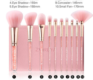 Pink Crystal Makeup Brush Set