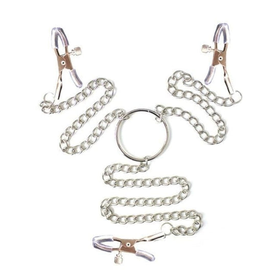 BDSM Triple Threat Nipple to Clit Clamps product view
