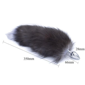 Gray Fox Tail Butt Plug 16 Inches Long BDSM