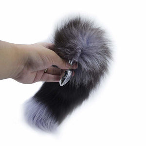 Gray Fox Tail Butt Plug 16 Inches Long BDSM