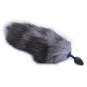 Gray Fox Tail Butt Plug 16 Inches Long BDSM