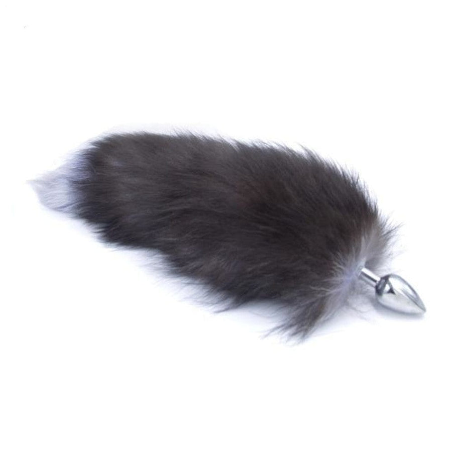 Gray Fox Tail Butt Plug 16 Inches Long BDSM product view