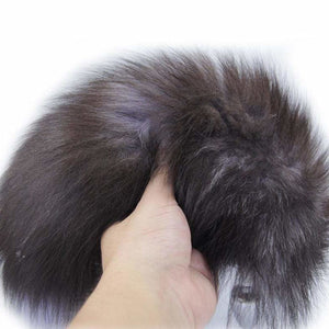 Gray Fox Tail Butt Plug 16 Inches Long BDSM