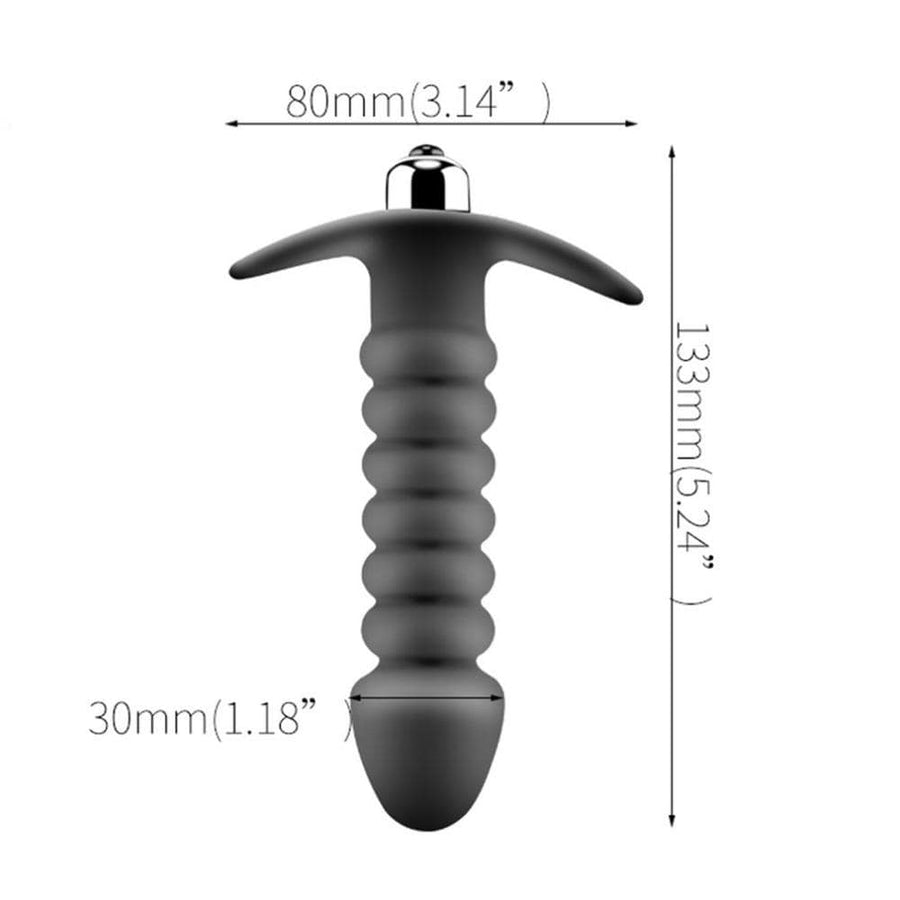 Vibrating Ribbed Torpedo Silicone Butt Plug, gallery view 6