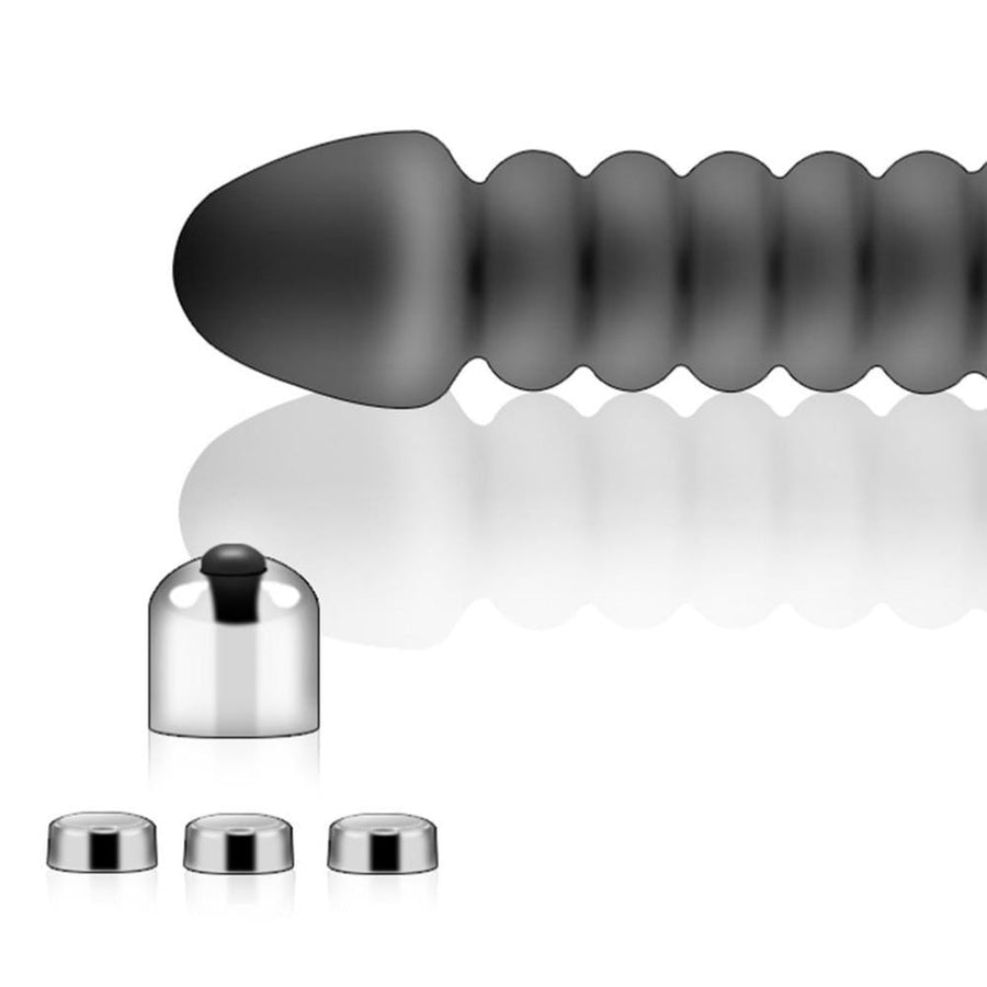 Vibrating Ribbed Torpedo Silicone Butt Plug, gallery view 4