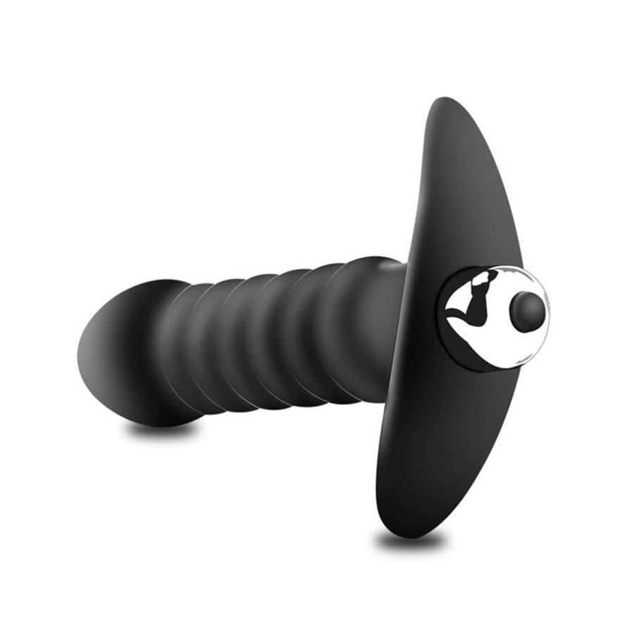 Vibrating Ribbed Torpedo Silicone Butt Plug, gallery view 2