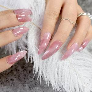 Ongles extra longs stiletto en marbre rose BDSM