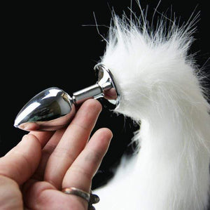 Charming White Cat Tail Butt Plug  BDSM