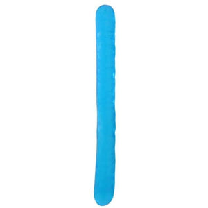 Ribbed Double Ended 13 Inch Blue Dildo BDSM