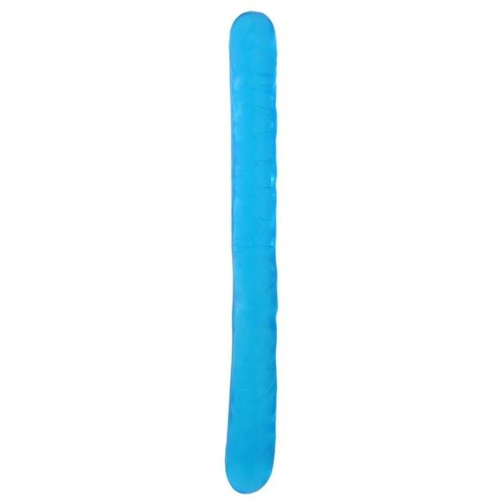 Ribbed Double Ended 13 Inch Blue Dildo BDSM