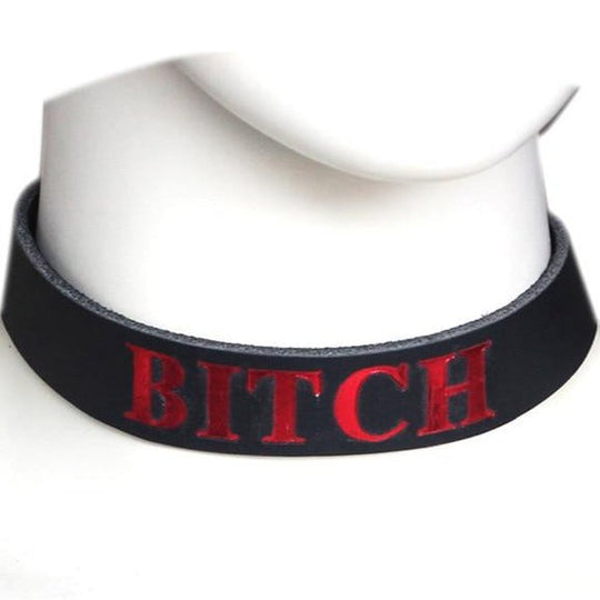 Genuine Leather Sissy Bitch Collar BDSM product view