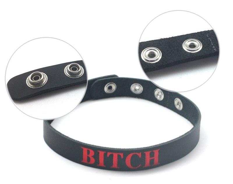 Genuine Leather Sissy Bitch Collar BDSM, gallery view 3