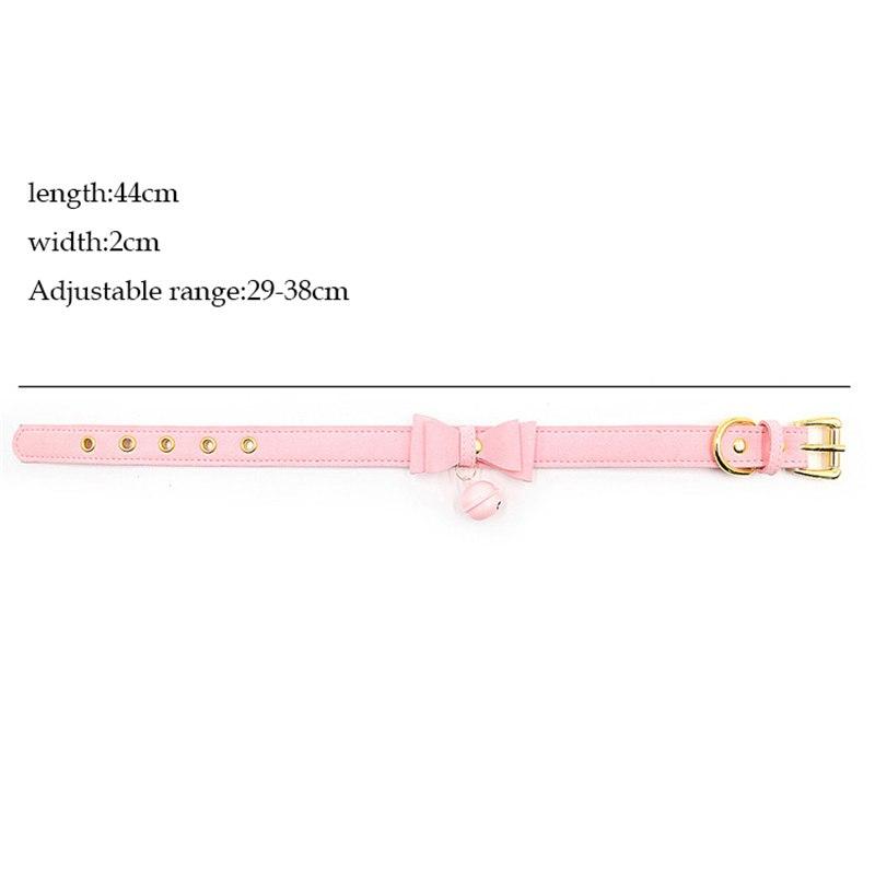 Pink Bow Leather Slave Collar BDSM, gallery view 5