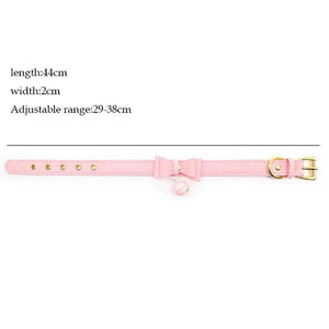 Sklavenhalsband aus Leder mit rosa Schleife für BDSM