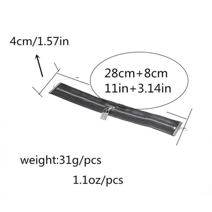 Zipper Cool Accent Leather Choker, gallery view 6