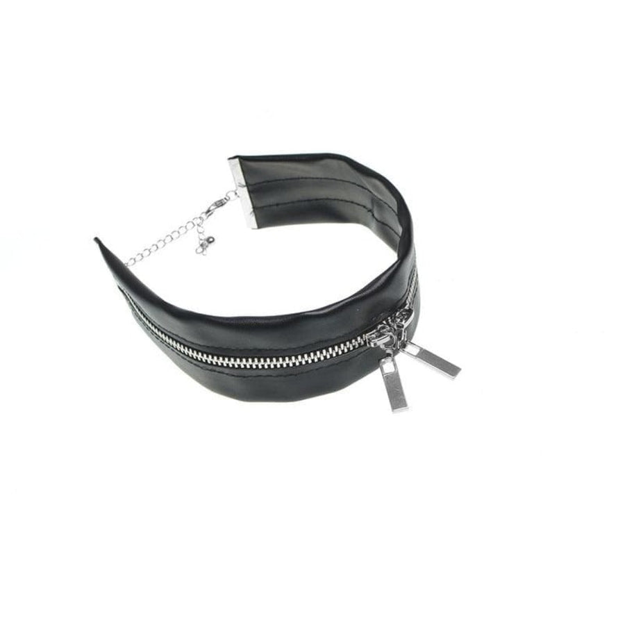Zipper Cool Accent Leather Choker, gallery view 3