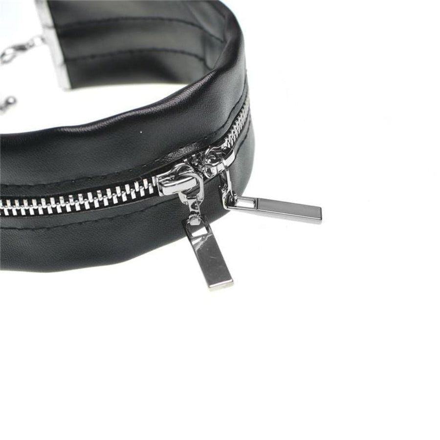 Zipper Cool Accent Leather Choker, gallery view 5