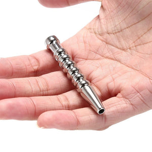 Ribbed Stainless Hollow Penis Plug BDSM