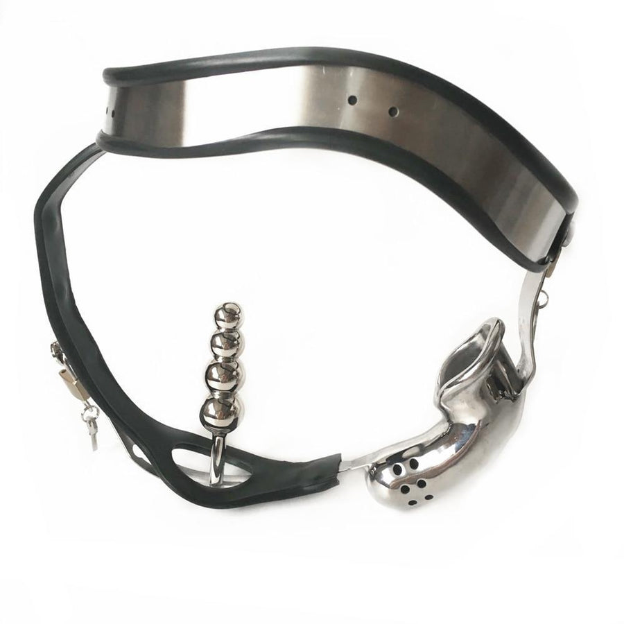 Stainless Steel Chastity Belt w/ Anal plug, gallery view 7