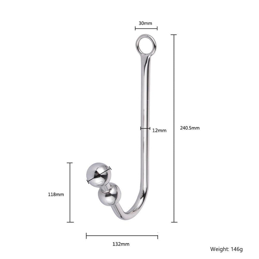 Stainless Steel Beaded Anal Hook 9.07 to 9.84 Inches Long, gallery view 12