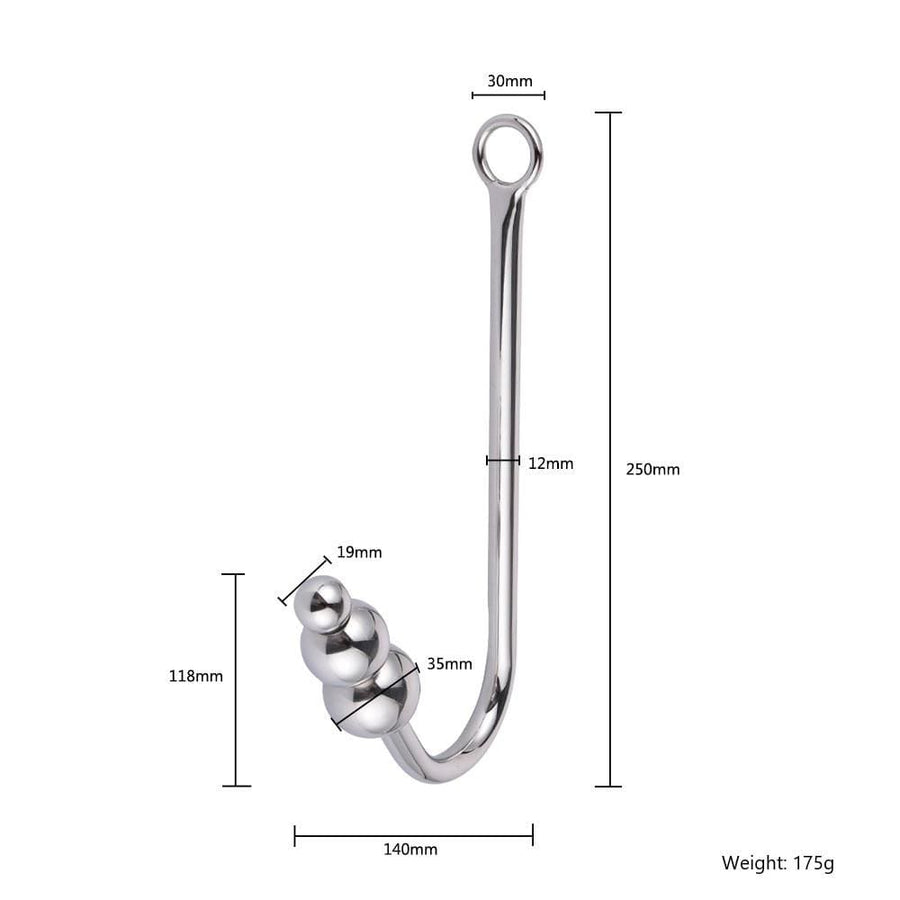 Stainless Steel Beaded Anal Hook 9.07 to 9.84 Inches Long, gallery view 13
