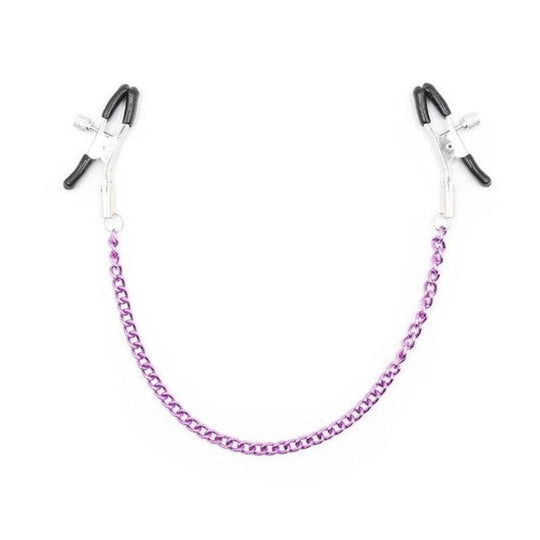 BDSM Sexy Purple Chain Nipple Clamps for Couples product view