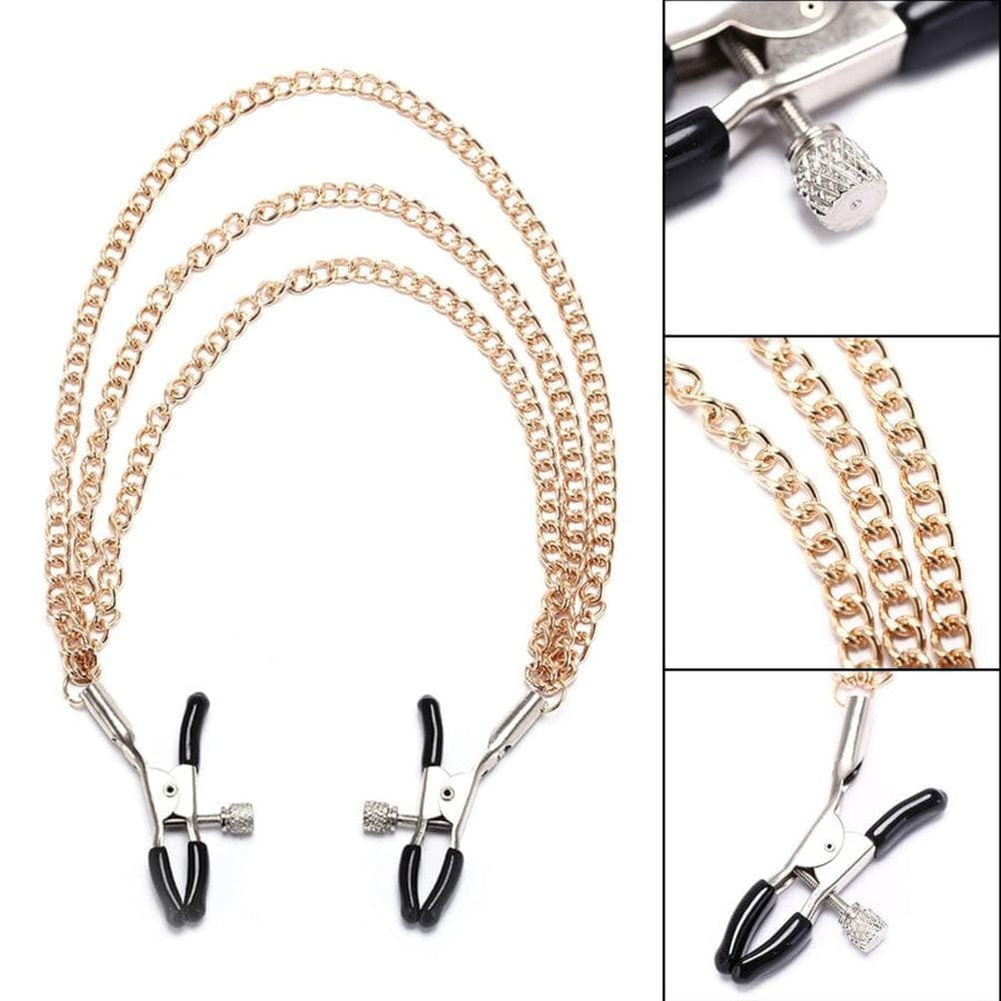 BDSM Voguish Nipple Clamp Necklace, gallery view 5
