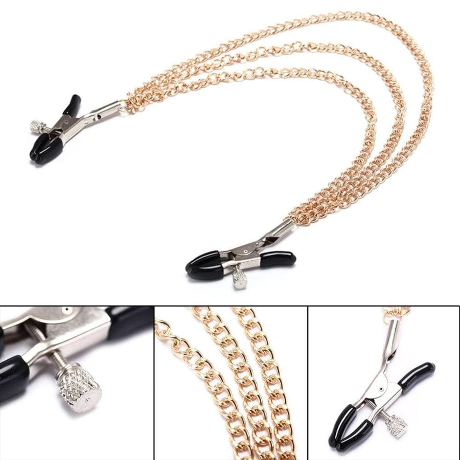 BDSM Voguish Nipple Clamp Necklace, gallery view 2