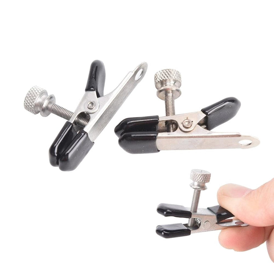 BDSM Adjustable Metal Black Nipple Clamps, gallery view 2