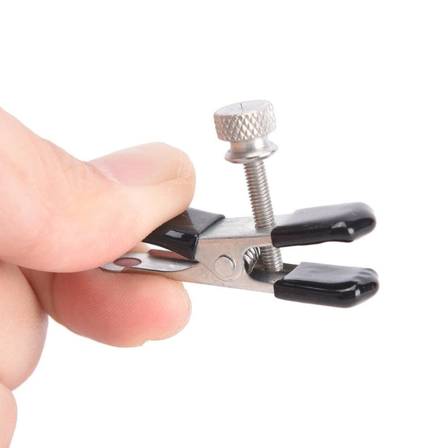 BDSM Adjustable Metal Black Nipple Clamps, gallery view 4
