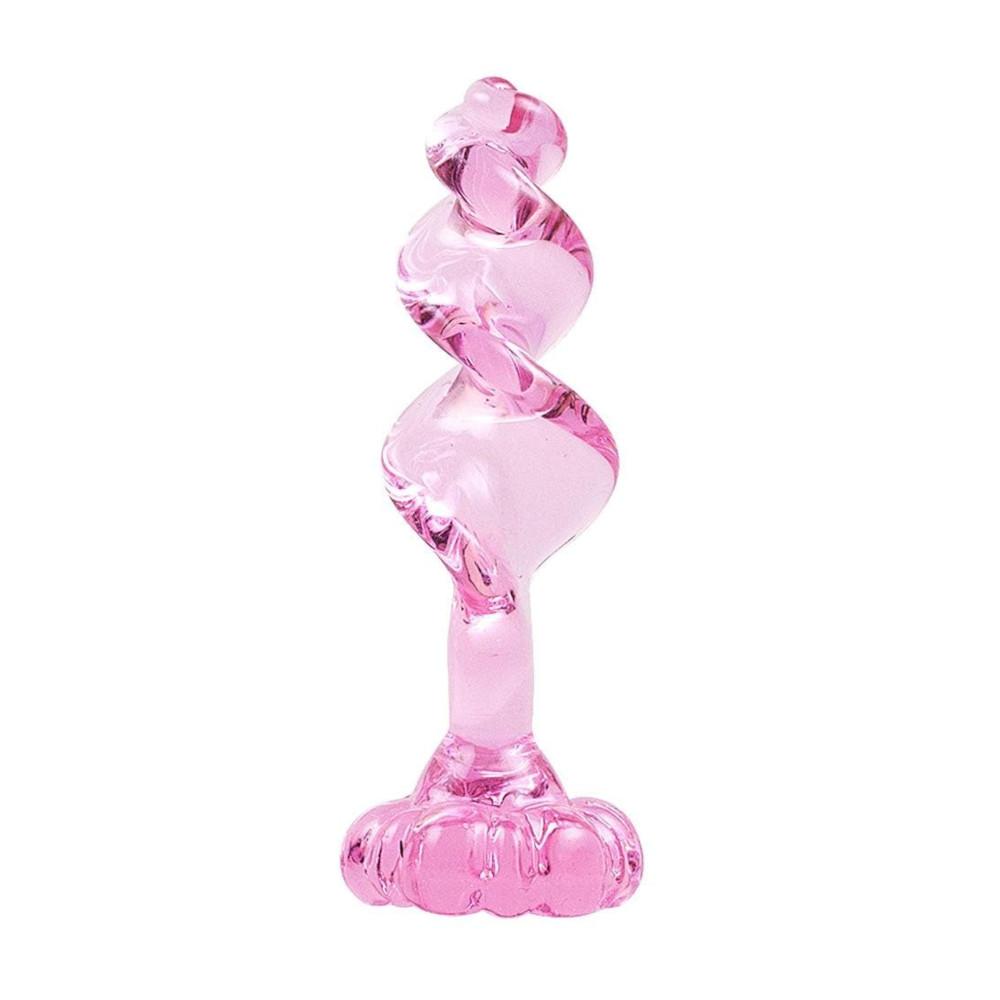 Pink Twirling Tower Glass Butt Plug BDSM