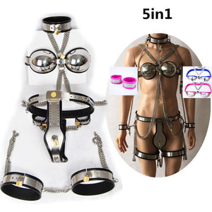 5 in 1 Stainless Steel Sissy Chastity