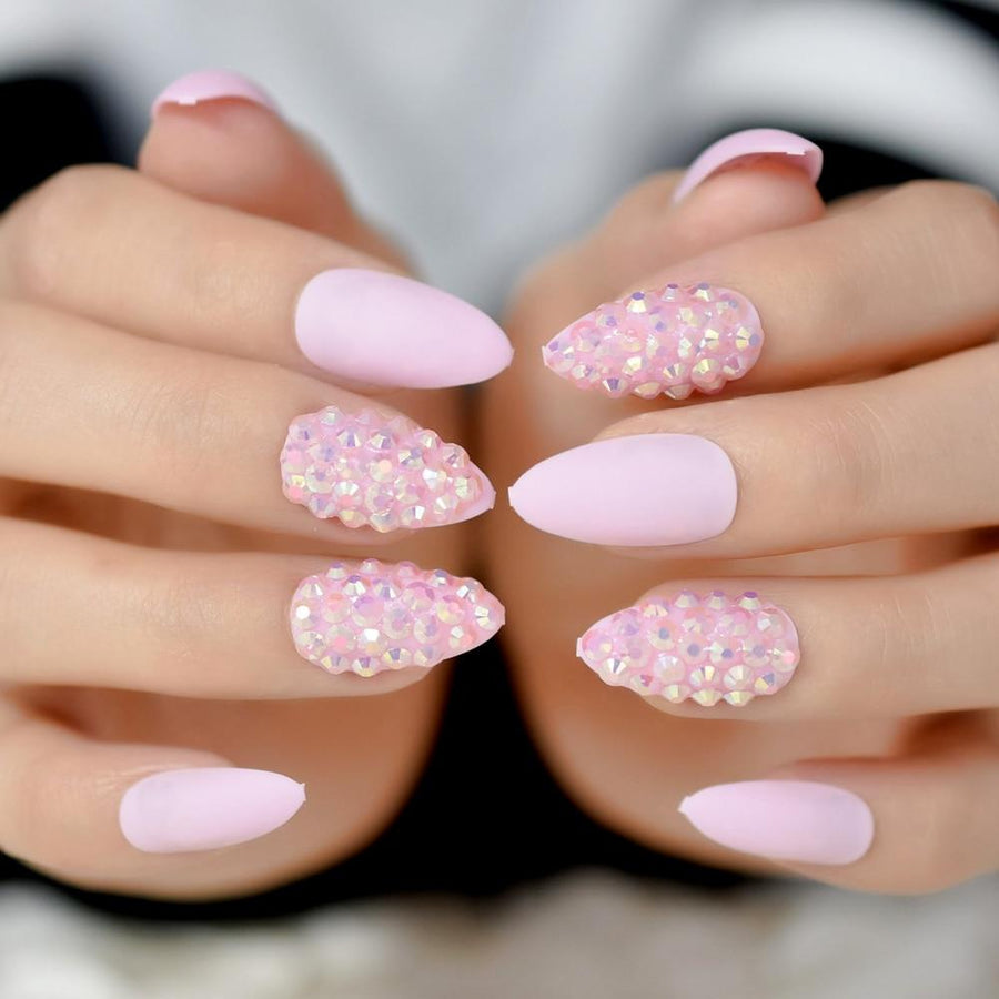 Pink Glitter Stiletto Faux Nails BDSM, gallery view 4