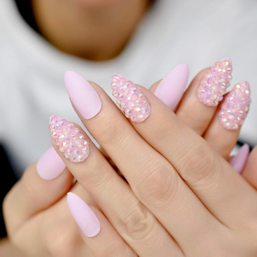 Pink Glitter Stiletto Faux Nails BDSM, gallery view 3
