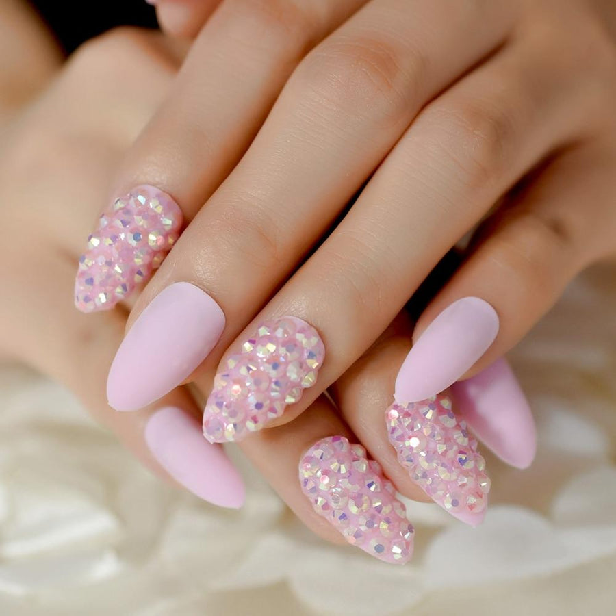 Pink Glitter Stiletto Faux Nails BDSM, gallery view 2