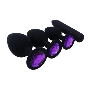 Purple Jeweled Butt Plug With Vibrator BDSM