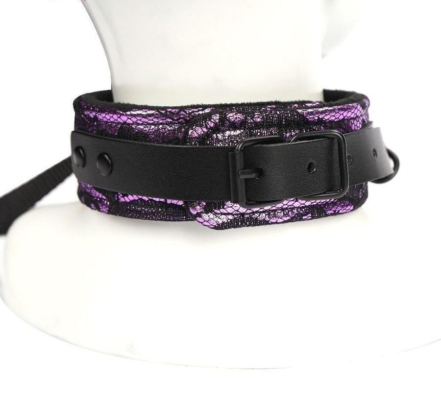 Lace & Velvet Bondage Collar BDSM, gallery view 4